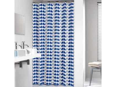 SEALSKIN  Whale, Rideau de Douche, PEVA, 180 x 200 cm, bleu