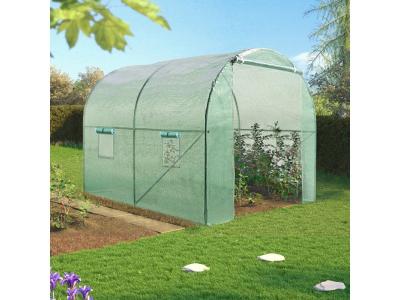IDMARKET Serre tunnel 6m&sup2; verte 140g 2 sections acier galvanis&eacute;