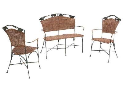 AUBRY GASPARD  - Set 2 fauteuils + 1 banc vigne