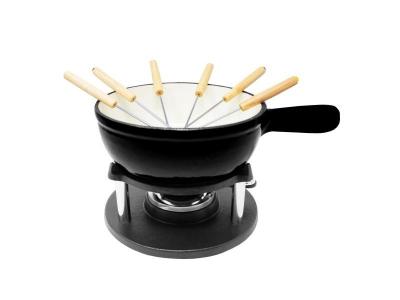 KLARSTEIN Set de fondue - - Avec t&ecirc;te, chauffe-th&eacute;i&egrave;re, br&ucirc;leur et 6 fourchettes - Noir