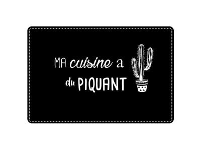 PARIS PRIX Set de table 28.5 x 43.5 cm pvc imprime cuisine cactus Noir D&eacute;corline