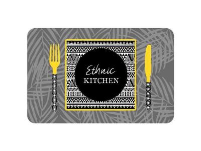 PARIS PRIX Set De Table Imprim&eacute; ""ethnic Kitchen"" 28x44cm Gris