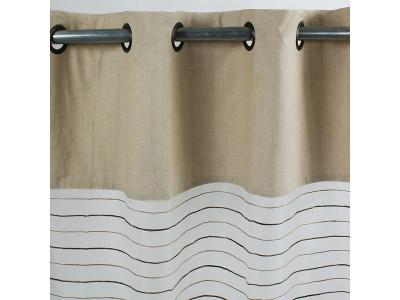 SHAMLYNE - Voilage effet soie 110 x 250 cm Ecru-Noir