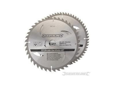 SILVERLINE Lot de 2 lames TCT &Oslash;250 mm Al&eacute;sage 30 mm - 40 et 60 dents - 991704