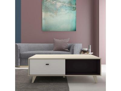 Table basse avec tiroir en bois naturel