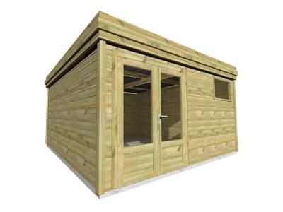 ABRI FRANCAIS Abri Fran&ccedil;ais Abri de jardin en bois de pin trait&eacute; et toiture bac acier &middot; 17,64 m&sup2;
