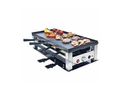 SOLIS Appareil &agrave; raclette et &agrave; pierrade -  791 - 5 en 1 pour 8 personnes - Argent/Noir