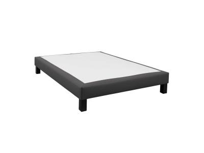SOMEO Sommier tapissier d&eacute;co simili gris fonc&eacute; Astre 90x200 cm 
