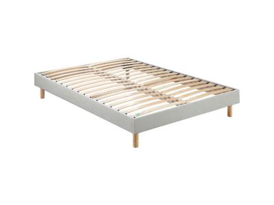 MERINOS  Sommier en kit d&eacute;co gris chin&eacute; &agrave; lattes  140x200