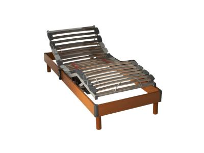 SOMEO Sommier &eacute;lectrique de relaxation &agrave; lattes en bois m&eacute;risier 90x190