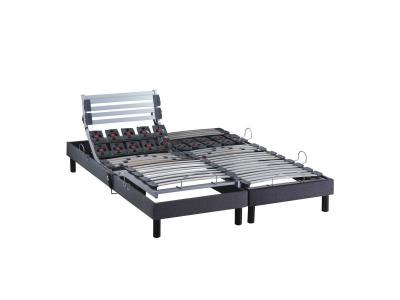 SOMEO Sommier &eacute;lectrique de relaxation lattes + plots tissu anthracite 2x80x200 