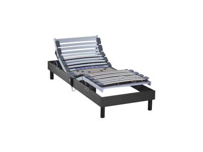 SOMEO Sommier &eacute;lectrique de relaxation tout lattes tissu anthracite 70x190