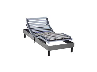 SOMEO Sommier &eacute;lectrique de relaxation tout lattes tissu gris clair 70x190 