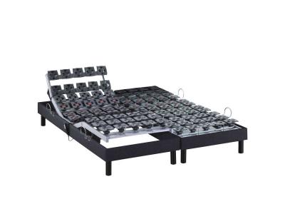 SOMEO Sommier &eacute;lectrique de relaxation tout plots tissu anthracite 2x90x200 