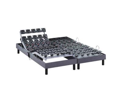 SOMEO Sommier &eacute;lectrique de relaxation tout plots tissu gris clair 2x80x200 
