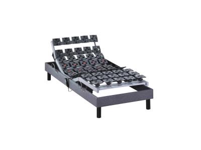 SOMEO Sommier &eacute;lectrique de relaxation tout plots tissu gris clair 90x190