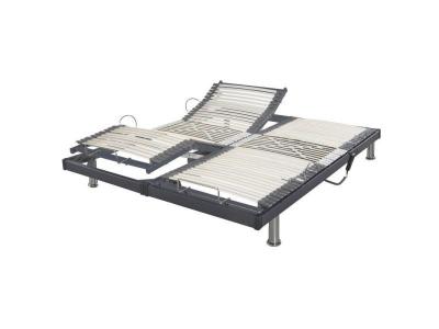 Sommier &eacute;lectrique s50 -lattes bois -r&eacute;glage fermet&eacute; zone lombaires -2x70x190 -gris