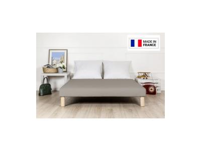 SOMMIFLEX Sommier Tapissier Gris 140x190 Cm Fabrication Fran&ccedil;aise Artisanale Pieds Offerts Hauteur Avec Pieds 27 Cm 