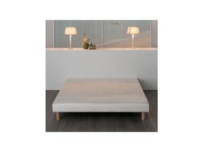 DEKO DREAM Rakenne Sommier tapissier a lattes 140 x 190 cm - Bois massif blanc + Pieds