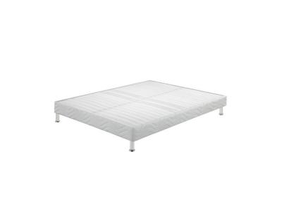 EBAC Sommier tapissier + jeu de pieds 140x200 Omega blanc 2x18 lattes