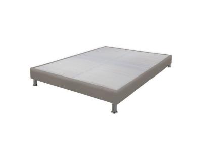EBAC Sommier tapissier + jeu de pieds 160x200 Omega simili taupe 2x18 lattes