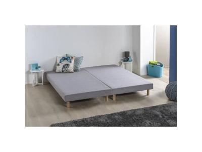 DEKO DREAM  - Rakenne Sommiers tapissiers a lattes 2x80x200 - Bois massif gris + pieds