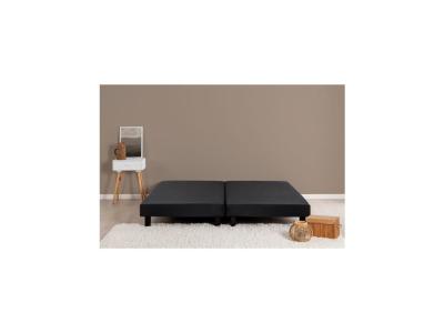 DEKO DREAM Rakenne Sommiers tapissiers a lattes x2 160x200 cm - Bois massif Noir + Pieds