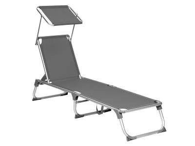 SONGMICS  Chaise longue avec dossier, Gris Anthracite / 55 X 193 X 31 cm