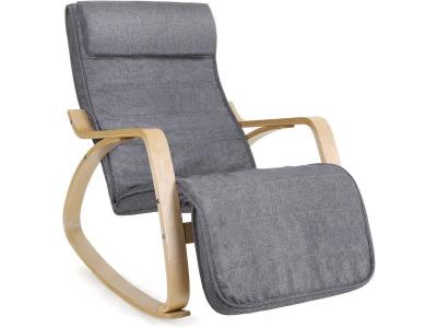 SONGMICS  Fauteuil &agrave; bascule r&eacute;glable sur 5 niveaux, Gris