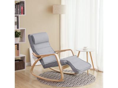 SONGMICS Fauteuil &agrave; bascule avec repose-pieds gris clair 