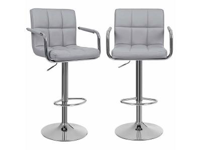 Songmics Lot de 2 Tabourets de Bar Haut Chaise de Bar Gris LJB93G