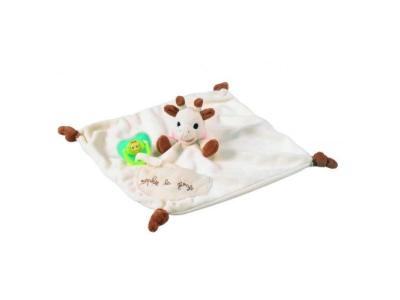 Doudou avec attache sucette Sophie la girafe VULLI beige