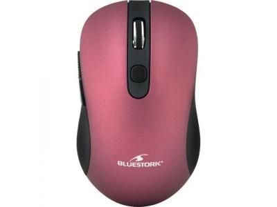 BLUESTORK Souris sans fil  2 4 Ghz 6 boutons Prune m&eacute;tallique 