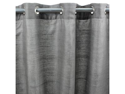 SOYANCE - Rideau en coton et effet soie &agrave; oeillets gris 130x250