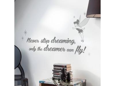 BEBEGAVROCHE KOMAR Stickers phrase F&eacute;e Clochette -Never Stop Dreaming- Disney 