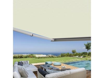 COTE STORE Store banne coffre int&eacute;gral 4 x 3,5 m motoris&eacute; et manuel ext&eacute;rieur pour terrasse - &Eacute;cru