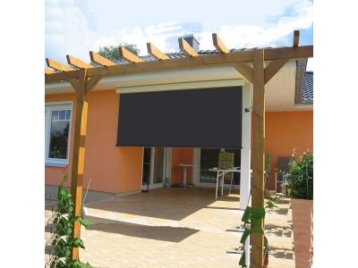 COTE STORE C&Ocirc;T&Eacute; STORE Store vertical enrouleur ext&eacute;rieur pour terrasse ou balcon - Blanc laqu&eacute; - Gris anthracite - 1,8 x 2,5 m