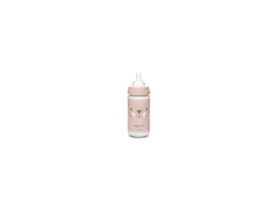 SUAVINEX  biberon verre 240ml t&eacute;tine ronde 3 vitesses - moustache rose 
