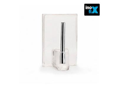 INOFIX Crochet adh&eacute;sif pour tringles en blister de 4 transparent