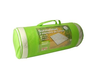 ALPES BLANC Sur matelas 90 x 190 cm bambou &agrave; m&eacute;moire de forme - visco et fibre de bambou