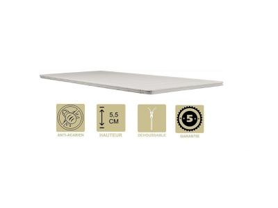 PROVENCE LITERIE Surmatelas 130x190 cm 5,5 cm d&eacute;houssable confort optimal usage quotidien hausse de confort polysoph