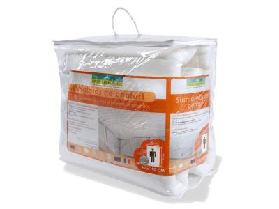 LINGE DES FAMILES Surmatelas maxi-confort 90x190 cm - soutien moelleux - 4 elastiques - fabriqu&eacute; en europe 