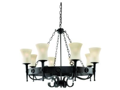 SEARCHLIGHT Suspension abats jours cartwheel noir 8 ampoules 135cm