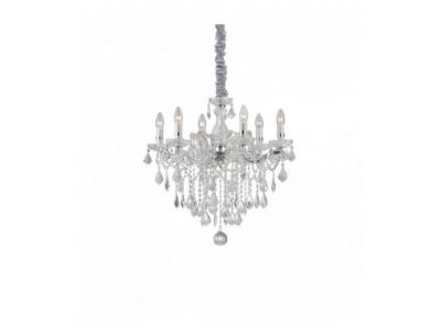 IDEAL LUX Suspension Chrom&eacute;e en cristal FLORIAN 6 ampoules