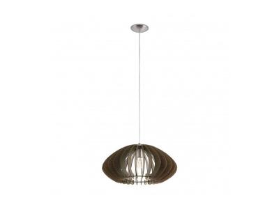EGLO Suspension COSSANO 2 1 ampoule nickel satin&eacute; abat jour marron fonc&eacute;