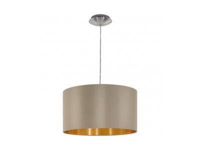 EGLO Suspension en textile MASERLO 1 ampoule nickel satin&eacute; abat jour taupe
