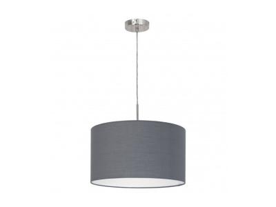 EGLO Suspension en textile PASTERI 1 ampoule nickel satin&eacute; Diam&egrave;tre 38 Cm abat jour gris