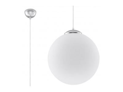 SOLLUX LIGHTING Suspension UGO verre/acier blanc/chrome Largeur 30 Cm