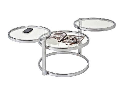 Haku m&ouml;bel 64830 table basse tube d'acier/verre tremp&eacute; chrom&eacute;