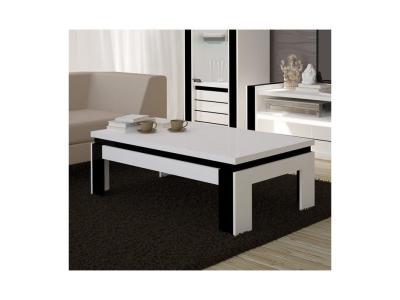 Table basse design LINA blanche et noire brillante. Meuble id&eacute;al pour votre salon.